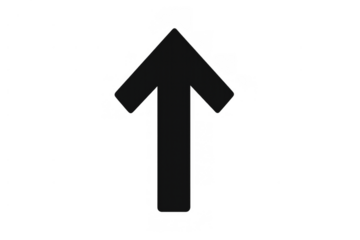 Up arrow symbol indicating direction, movement, growth, success, and uploading with transparent background