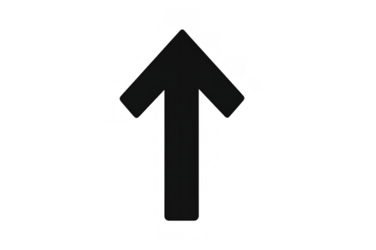 Up arrow symbol indicating direction, movement, growth, success, and uploading with transparent background