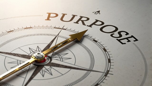 Elegant Compass Design with the Word Purpose Highlighted, Symbolizing Direction and Clarity in Life Choices - Powered by Adobe
