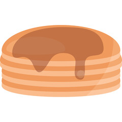 Stack Of Golden Pancakes Topped With Warm Maple Syrup Dripping Down The Sides On A Transparent Background