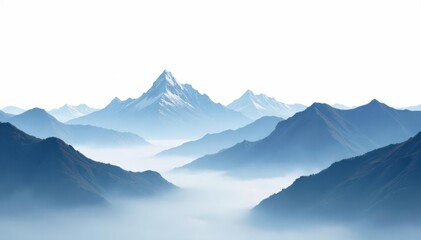 Fototapeta premium Elegant minimalist mountain silhouettes against a clean white backdrop , hills, backdrop, landscape