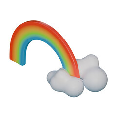 A soft 3D illustration of a bright arching rainbow