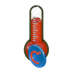 A clean 3D illustration of a glass thermometer