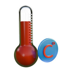 A clean 3D illustration of a glass thermometer