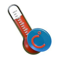 A clean 3D illustration of a glass thermometer