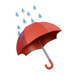 A clean 3D illustration of an umbrella in the rain