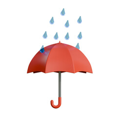 A clean 3D illustration of an umbrella in the rain