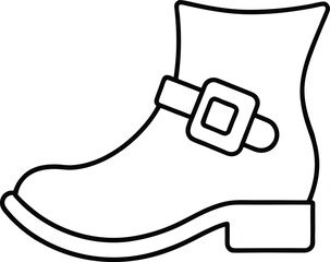Leprechaun shoe black outline simple line art graphic