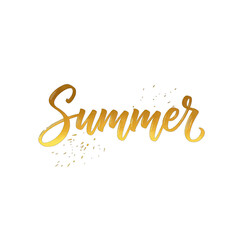 Golden Summer Calligraphy Isolated On Black Background With Sparkles And Glitter Effect Elegant Script Word Art For Seasonal Design Projects