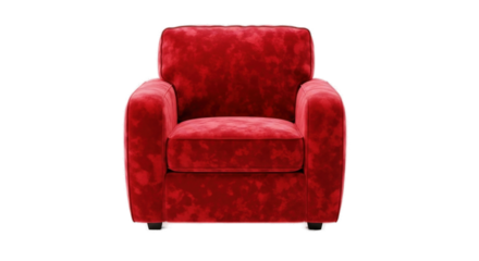 Red Velvet Armchair Isolated on White Background.