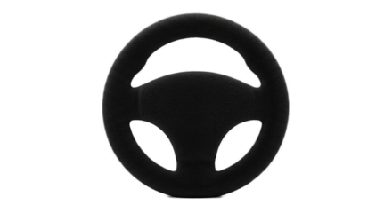 Black Steering Wheel on White Background.