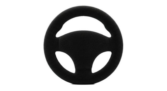 Black Steering Wheel on White Background.