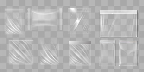 Big Set Of Transparent Empty Plastic Packaging. EPS10 Vector illustration