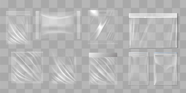 Big Set Of Transparent Empty Plastic Packaging. EPS10 Vector illustration