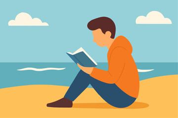 Introvert Alone at Beach Vector