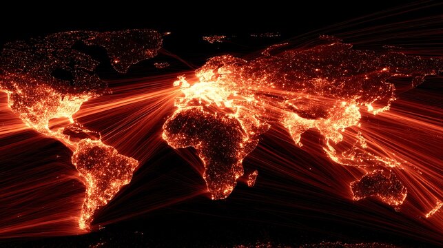 The red lava energy lines connect the world, giving a feeling of energy, strength and fierceness, suitable for Data Power, Telecom, Energy Sector.