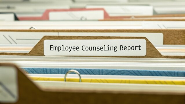 Organized Files for Employee Counseling Report in Office Storage, Highlighting Professional Documentation and Management Practices