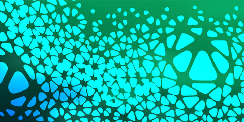 Abstract Turquoise Mosaic Pattern With Teal Shapes On Gradient Green Background