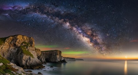 Milky Way Arching Over a Dramatic Coastal Landscape