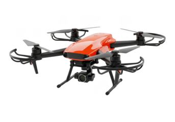 Orange drone isolated on transparent background