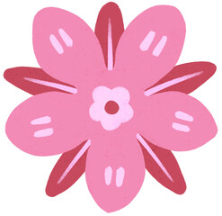 Isolated red pink flower illustration with transparent background. Cute floral doodle for flower arrangement, journaling, planner, greeting card, invitation, and decorative projects