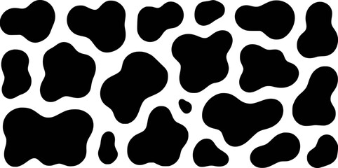 Black and White Irregular Spots Pattern, Cow Print Background