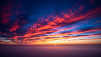 Vibrant sunset over calm ocean horizon