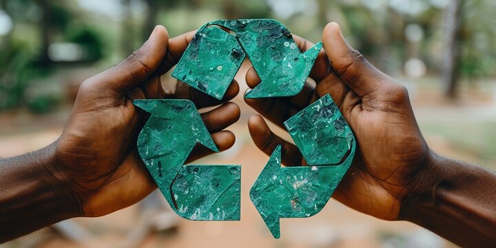 Holding a vibrant green recycling symbol, embracing eco-conscious lifestyle choices