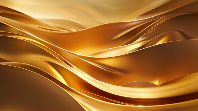Abstract golden silk fabric background with soft folds and smooth texture
