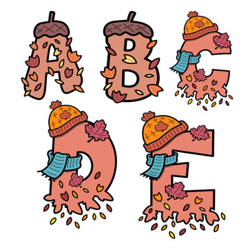 Fall Themed Alphabet Letters A-E