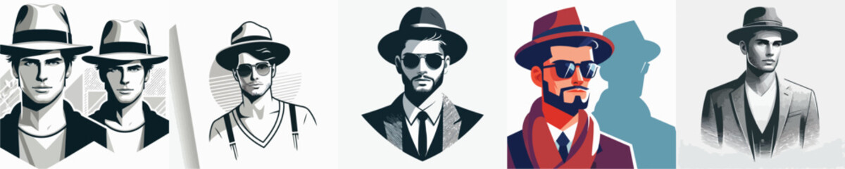  VECTOR IMAGE OF A MAN WEARING A HAT WITH A WHITE BACKGROUND