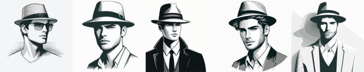  VECTOR IMAGE OF A MAN WEARING A HAT WITH A WHITE BACKGROUND