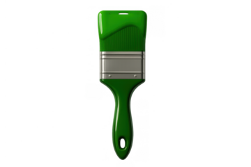 Paintbrush with green paint dripping from bristles, ready for home improvement or artistic project on transparent background