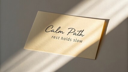 Tranquil Message Card Featuring Handwritten Text on Minimalist Background with Soft Natural Light Reflection
