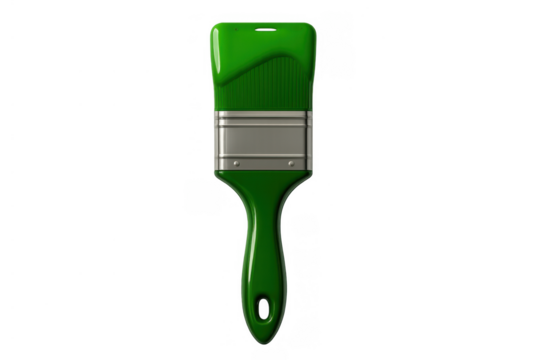 Paintbrush with green paint dripping from bristles, ready for home improvement or artistic project on transparent background