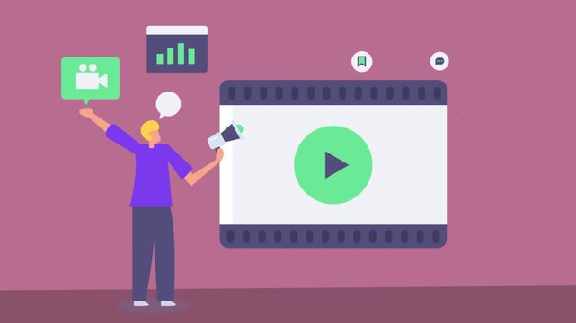 Social media influencer engage viewer promoting video content and encourage people to like, comment and subscribe to channel, get brand endorsement.