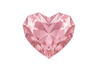Heart Shaped Pink Diamond Gemstone Luxury Jewel Isolated on Black Background Elegant Faceted Cut Sparkle and Shine 3D Render