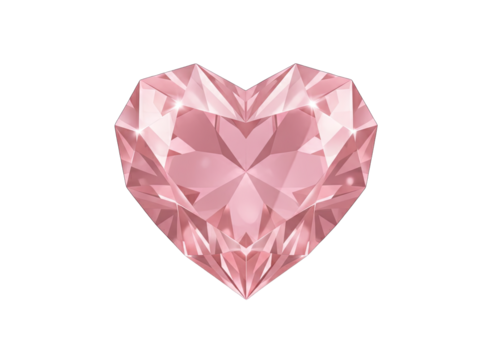 Heart Shaped Pink Diamond Gemstone Luxury Jewel Isolated on Black Background Elegant Faceted Cut Sparkle and Shine 3D Render - Powered by Adobe