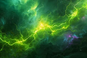 Green abstract lightning, plasma background