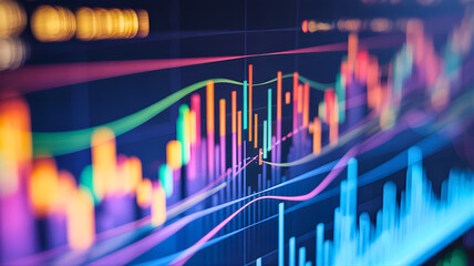 Financial market data visualization a dynamic chart displaying stock price trends and fluctuations over time