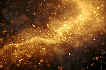 Abstract gold glittering star dust trail of particles. Stardust particular background.