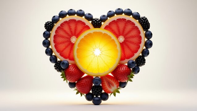 Heart shape of fresh fruit slices - Powered by Adobe
