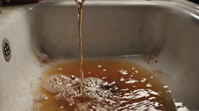 Elegant Hand Pours Alcohol Down Filthy Sink Prohibition Act