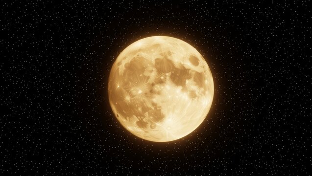 Full moon glowing in starry night sky - Powered by Adobe