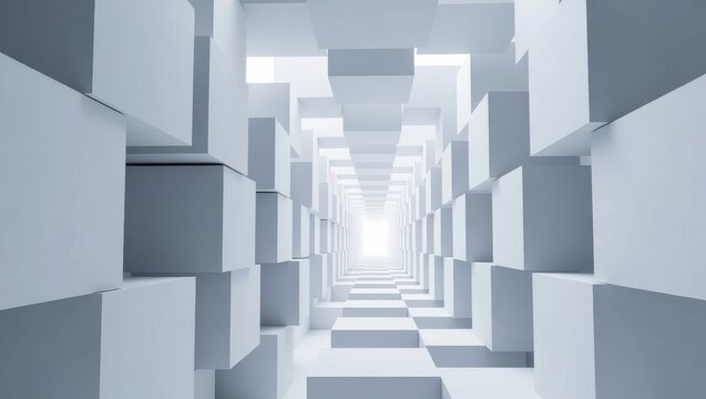 Geometric cube tunnel with light at end