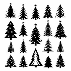 Christmas Tree Silhouettes: Decorated Holiday Icon Collection