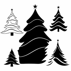 Contemporary Christmas Tree Silhouettes: Abstract Modern Set
