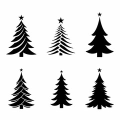 Collection of Six Classic Christmas Tree Silhouettes with Star Topper