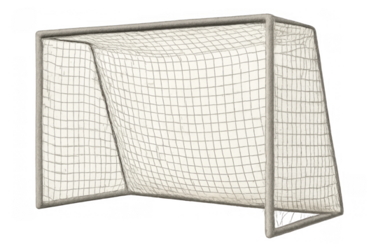 Soccer football goal net, sports equipment for competitive match or training, game objective transparent background