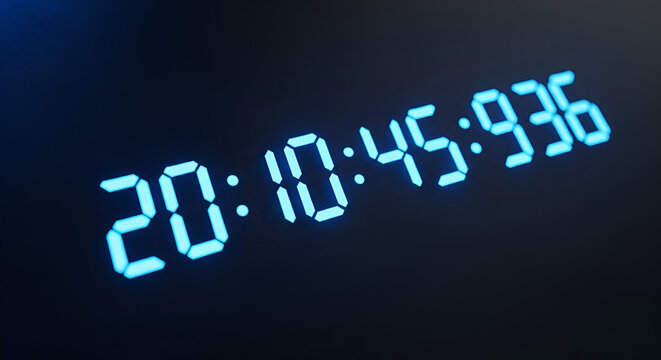 Digital display showing the time, modern technology representation and concept - Powered by Adobe